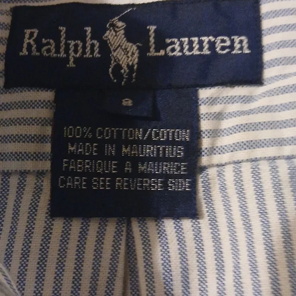 Ralph Lauren Women's  Long Sleeve Button Down Shirt Blue & White Stripes - Picture 4 of 4